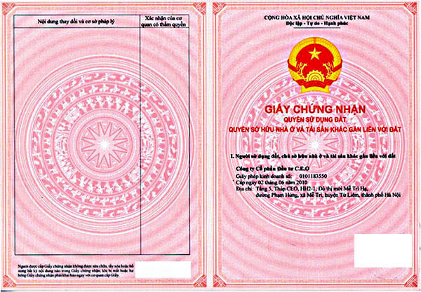 Sổ đỏ là một hình thức pháp lý chứng nhận quyền sử dụng đất của chủ sở hữu.